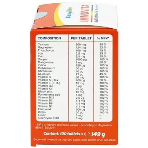Viên Uống Bổ Sung Vitamin & Khoáng Chất Immuvita Easylife (100 Viên) - Tăng Cường Sức Khỏe, Hỗ Trợ Hệ Miễn Dịch cho Người Trưởng Thành