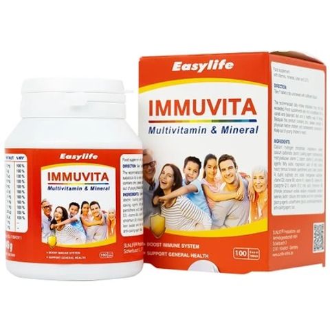 Viên Uống Bổ Sung Vitamin & Khoáng Chất Immuvita Easylife (100 Viên) - Tăng Cường Sức Khỏe, Hỗ Trợ Hệ Miễn Dịch cho Người Trưởng Thành