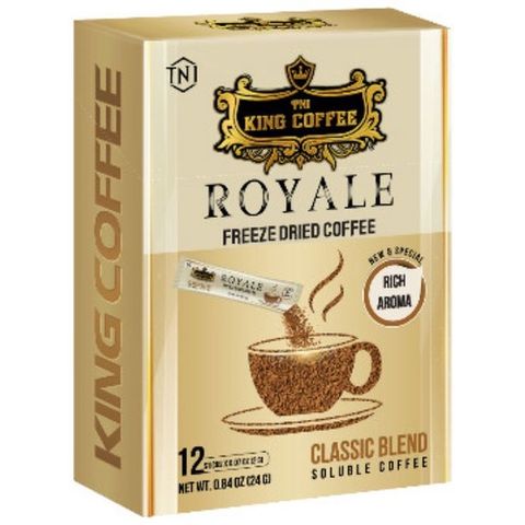 Cà Phê Hòa Tan Sấy Lạnh KING COFFEE ROYALE CLASSIC BLEND Hộp 12 Gói (2g/Gói) - Hương Vị Nguyên Bản Tuyệt Hảo