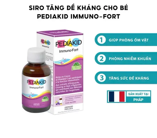 Siro Pediakid Immuno Fort Tăng Cường Miễn Dịch Cho Trẻ - Hỗ Trợ Sức Khỏe, Hương Vị Ngon, Tự Nhiên, Không Chất Bảo Quản
