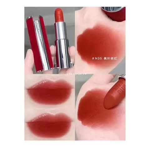 Son Givenchy Le Rouge Deep Velvet N35 Rouge Initie Cam Cháy Cao Cấp - Chất Lượng Sang Trọng, Độ Bám Màu Lâu, Quyến Rũ Mọi Nét Đẹp