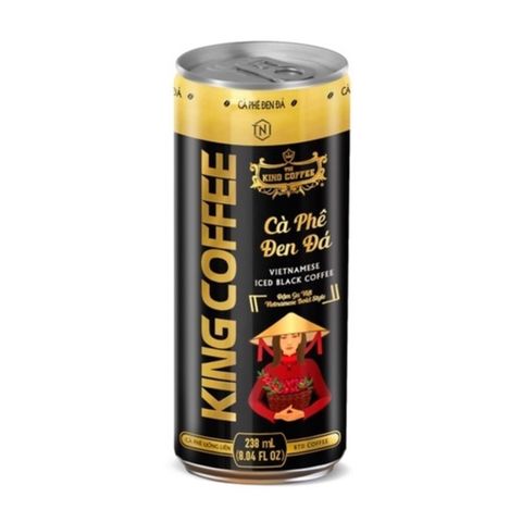Combo 6 lon Cà Phê Đen Đá KING COFFEE 238ml - Vị Cà Phê Truyền Thống Việt Nam, Thức Uống Ngon Tiện Lợi