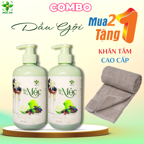 [ MUA 2 TẶNG 1 KHĂN TẮM ] Bộ Dầu Gội Cao Cấp MỘC AN 500ml - Chiết Xuất Dầu Bưởi, Bồ Kết, Hương Nhu, Dâu Tằm - Giúp Tóc Khỏe Mềm Tự Nhiên.