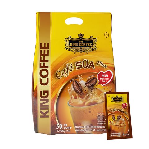 Combo 3 Cà Phê Sữa Plus Hòa Tan 3IN1 TNI KING COFFEE - Túi 50 Gói X 20G - Hương Vị Đặc Trưng Việt Nam, Cà Phê Nguyên Chất