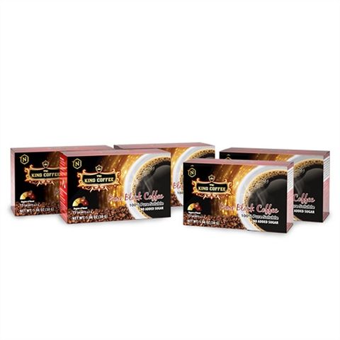 Combo 5 Hộp Cà Phê Hòa Tan Đen Thuần Khiết KING COFFEE - 15 Gói x 2g, Cà Phê Arabica & Robusta Chính Gốc, Thơm Ngon, Đậm Đà