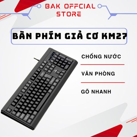 Bàn phím máy tính BAK KM27 Gaming giả cơ phòng full size 104 phím - Gõ nhanh, nhẹ, kết nối dây 1.5m, phù hợp game thủ và văn phòng