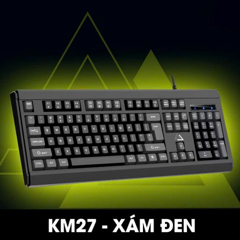 Bàn phím máy tính BAK KM27 Gaming giả cơ phòng full size 104 phím - Gõ nhanh, nhẹ, kết nối dây 1.5m, phù hợp game thủ và văn phòng