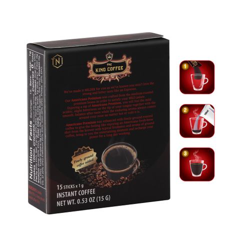 Combo 6 Hộp Cà Phê Hòa Tan Americano KING COFFEE - 15 Gói x 1g - Đậm Đà Hương Vị Thượng Hạng, Thưởng Thức Dễ Dàng