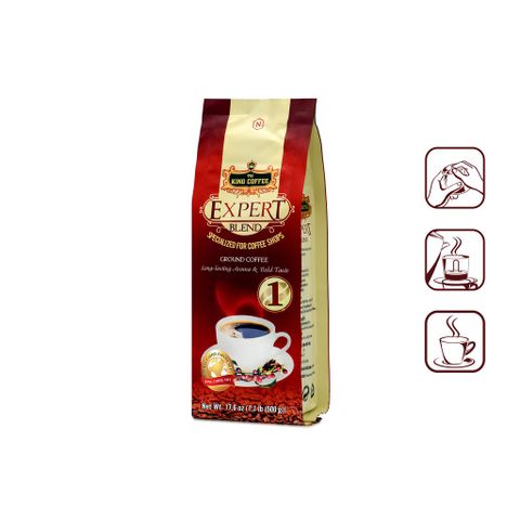 Combo 5 Túi Cà Phê Rang Xay Expert Blend 1 KING COFFEE 500g - Hương Vị Đậm Đà, Nguyên Chất Từ Buôn Ma Thuột