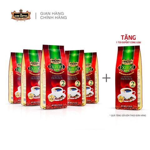 Combo 5 Túi Cà Phê Rang Xay KING COFFEE Expert Blend 500g - Hương Vị Đậm Đà từ Robusta và Arabica Việt Nam