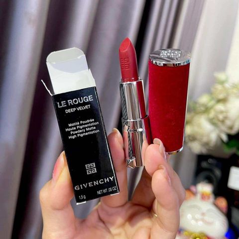 Son Givenchy Le Rouge Deep Velvet Màu 37 Rouge Graine - Son Môi Đỏ Thuần Chính Hãng, Chất Lì Mịn và Sang Trọng