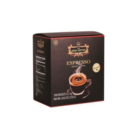 Combo Cà Phê Hòa Tan Espresso KING COFFEE 100 Gói x2.5g & Cà Phê Đen KING COFFEE 15 Gói x2g - Hương Vị Đậm Đà Hảo Hạng