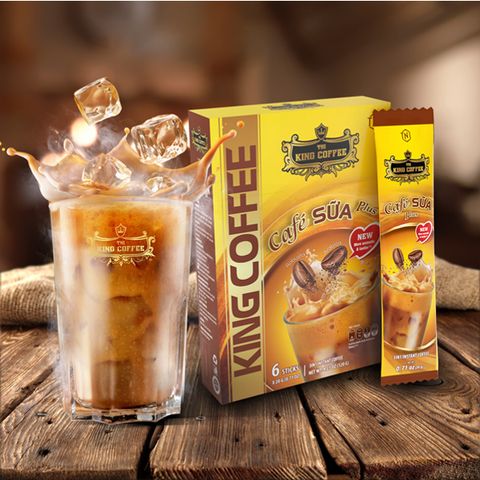 Combo Cà Phê Đen Hòa Tan Espresso & Cà Phê Sữa Plus KING COFFEE - Hộp 200g (100 gói) - Hương Vị Cà Phê Việt Nam Chất Lượng Cao