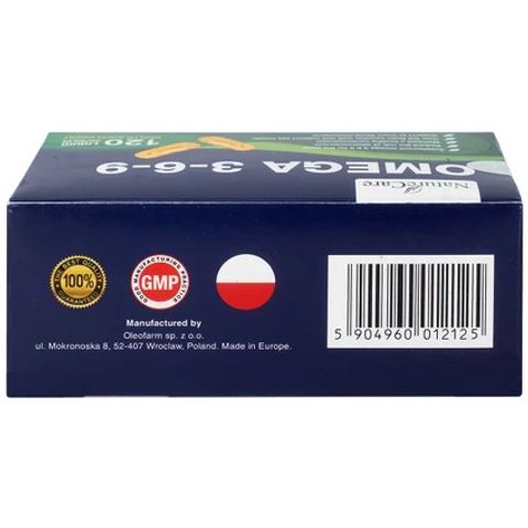 Viên uống Omega 3-6-9 NatureCare - Bổ sung sức khỏe tim mạch, não bộ và mắt - 6 vỉ x 20 viên, giảm nguy cơ xơ vữa động mạch