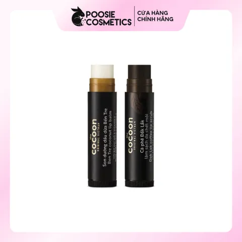 Tẩy Tế Bào Chết Môi Cà Phê Đắk Lắk & Son Dưỡng Ẩm Dầu Dừa Bến Tre Cocoon - Chăm Sóc Môi Khô, Nứt Nẻ, Dưỡng Mềm Mịn
