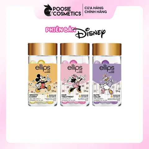 Serum Dưỡng Tóc Ellips Disney - 30 Viên Phục Hồi Hư Tổn, Giữ Màu Nhuộm, Dưỡng Mềm Mượt, Vitamin A, C, E & Moroccan Oil