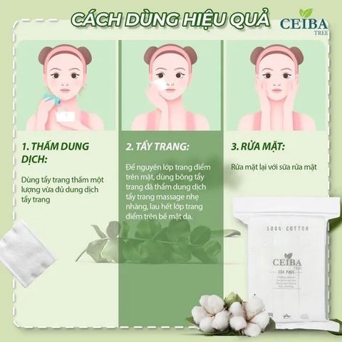 Combo 3 Bịch Bông Tẩy Trang Habaria 234 Miếng - Cotton 100% Siêu Mềm Mại An Toàn Cho Da, Tiện Lợi Sử Dụng Tẩy Trang Và Dưỡng Da