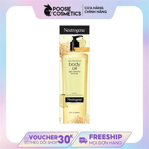 Dầu Dưỡng Thể Neutrogena Body Oil Light Sesame Formula 946ml - Dưỡng ẩm, Làm mềm da, Chống nắng, Hương thơm dễ chịu
