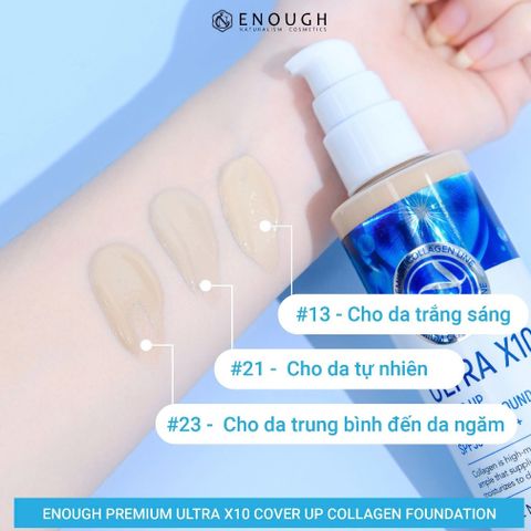 Kem Nền Collagen X10 Enough Ultra Cover Up - Lớp Nền Mịn Mượt, Che Khuyết Điểm Tự Nhiên, Dưỡng Ẩm SPF50+ PA+++ 100g