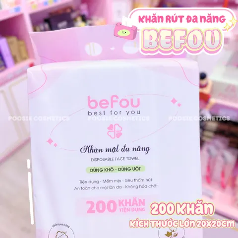 Khăn Lau Mặt Đa Năng Befou 200 Khăn - Khăn Khô Dùng Một Lần Thấm Hút Tốt, Thích Hợp Cho Da Mặt, Tẩy Trang Và Chăm Sóc Da