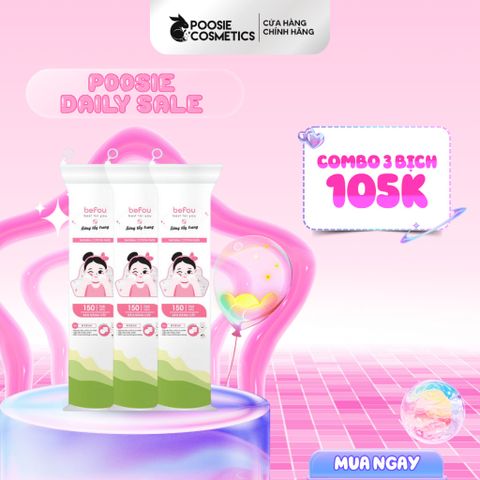 Combo 3 Bịch Bông Tẩy Trang Cotton Tròn Befou 150 Miếng - Bông Tẩy Trang Mềm Mại An Toàn Cho Da Mặt
