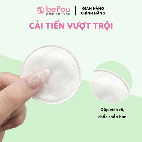 Combo 3 Bịch Bông Tẩy Trang Cotton Tròn Befou 150 Miếng - Bông Tẩy Trang Mềm Mại An Toàn Cho Da Mặt