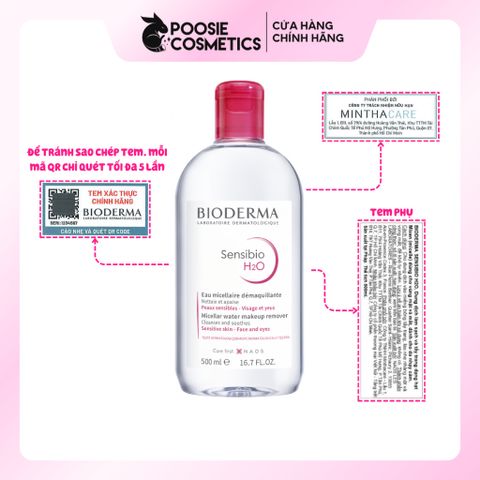 Nước Tẩy Trang Hồng Bioderma Sensibio H2O 250ml - Dành cho Da Nhạy Cảm, Làm Sạch Dịu Nhẹ, Không Cần Rửa, An Toàn cho Mắt và Môi