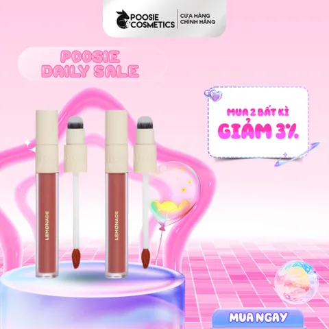Son Kem Mịn Lì Thuần Chay Lemonade Perfect Couple Lip 5 Years - Độ Bám Màu Lên Đến 8 Giờ, 5 Màu Trendy, Thiết Kế Đầu Cọ Tiện Lợi