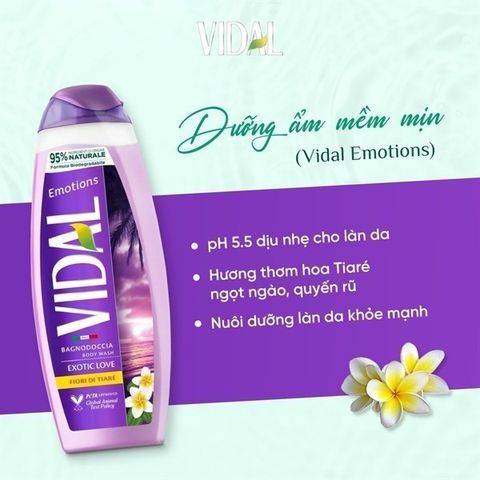 Sữa Tắm Gội 2 Trong 1 Vidal 500ml - Chiết Xuất Tự Nhiên Dưỡng Ẩm, Phục Hồi Da, Thân Thiện Môi Trường, Phù Hợp Với Mọi Loại Da