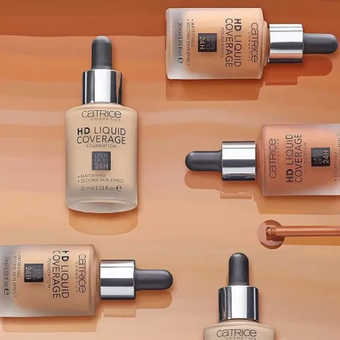 Kem Nền Catrice HD Liquid Coverage 24h 30ml - Che Phủ Cao, Kiềm Dầu, Dưỡng Ẩm, SPF 25, Làn Da Tự Nhiên, Phù Hợp Mọi Loại Da