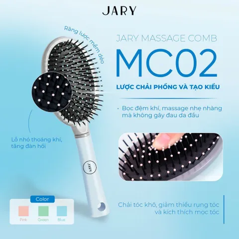Lược Chải Tóc Massage JARY - Lược Gỡ Rối và Tạo Độ Phồng Tóc Cao Cấp, Tiện Dụng cho Tóc Khô Yếu