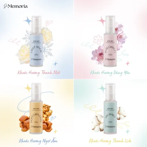 Nước Hoa Dạng Xịt Không Cồn De Memoria 50ml - Body Mist His Shirt 04, Hương Vải Vóc Sạch, Độ Lưu Hương Lên Đến 6 Giờ