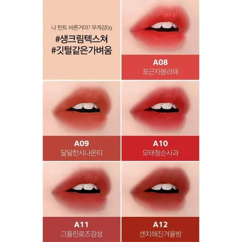 Son Kem Lì Black Rouge Air Fit Velvet Tint - Chất Velvet Mịn, Giữ Màu 8 Tiếng, Hương Trái Cây Ngọt Ngào, Dưỡng Ẩm Cho Môi