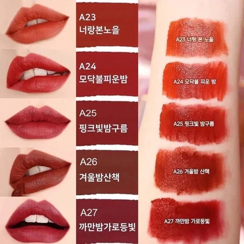Son Kem Lì Black Rouge Air Fit Velvet Tint - Chất Velvet Mịn, Giữ Màu 8 Tiếng, Hương Trái Cây Ngọt Ngào, Dưỡng Ẩm Cho Môi