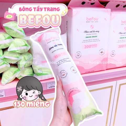Combo 3 Bịch Bông Tẩy Trang Befou Cotton 252 Miếng - Siêu Mềm Mại, Không Xơ Bông, An Toàn Cho Da