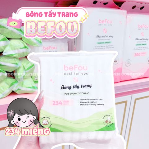 Combo 3 Bịch Bông Tẩy Trang Befou Cotton 252 Miếng - Siêu Mềm Mại, Không Xơ Bông, An Toàn Cho Da