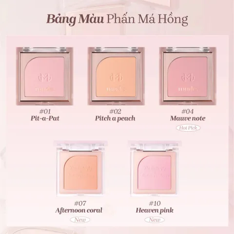 Phấn Má Hồng Mịn Lì Kiềm Dầu Mude Flutter Blusher - Sắc Tự Nhiên, Bền Màu, Phù Hợp Mọi Tôn Da 5g