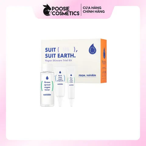 Bộ Kit Chăm Sóc Da Thuần Chay Suiskin: Toner, Tinh Chất Bạch Dương & Kem Dưỡng Ẩm Giữ Ẩm cho Da Nhạy Cảm, Vegan Skincare