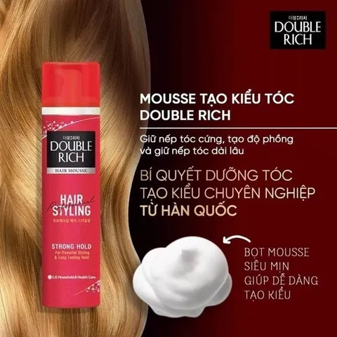 Keo Mousse Xịt Giữ Nếp Tóc Double Rich Professional 170ml - Tạo Kiểu Mượt Mà, Không Bết Dính, Hương Thơm Dễ Chịu