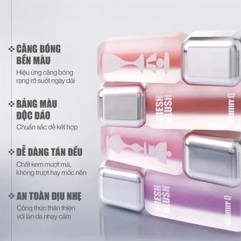Má Hồng Kem Căng Bóng Glamrr Q Glow - Má Hồng Bền Màu Tươi Tắn Cho Da Nhạy Cảm, 3.8g, Hàn Quốc