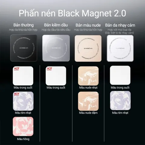 Phấn Phủ Kiềm Dầu Carslan Black Magnet 8g - Soft Focus Chống Nước, Lâu Trôi, Hiệu Chỉnh Tông Da, Phù Hợp Với Da Dầu