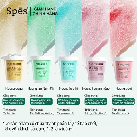 Dầu Gội Tẩy Tế Bào Chết Muối Biển SPES 280g - Giúp Sạch Gàu, Dưỡng Ẩm, Tăng Độ Phồng Tóc Và Kiềm Dầu Da Đầu