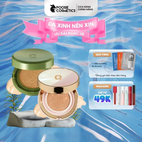 Phấn Nước Glamrr Q Long Wear DD Cushion Vegan - Che Phủ Cao, Chống Nắng SPF50+/PA+++ Cho Da Nhạy Cảm, 24 Giờ Mịn Màng