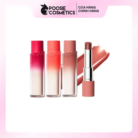 Son Thỏi Bóng Dưỡng Ẩm Espoir Nowear Lipstick Balming Glow 3gr - Son Môi Đỏ San Hô, Gel Mỏng Nhẹ, Lấp Lánh, Chất Lượng Cao Từ Hàn Quốc