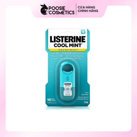 Xịt thơm miệng Listerine Cool Mint Pocketmist 7.7ml - Khử mùi hôi miệng, mang lại hơi thở thơm mát, tiện lợi mang đi mọi nơi