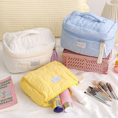 Túi Vải Hoa Đựng Mỹ Phẩm - Túi Makeup Độc Đáo, Chất Liệu Cotton Pha, Dung Tích Lớn, Phù Hợp Đi Du Lịch, Giải Pháp Ngăn Nắp