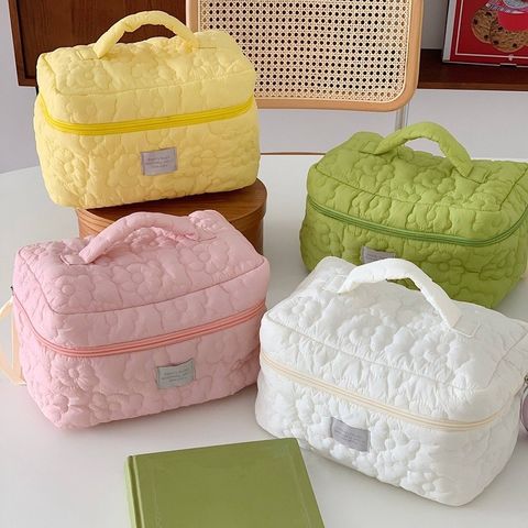 Túi Vải Hoa Đựng Mỹ Phẩm - Túi Makeup Độc Đáo, Chất Liệu Cotton Pha, Dung Tích Lớn, Phù Hợp Đi Du Lịch, Giải Pháp Ngăn Nắp
