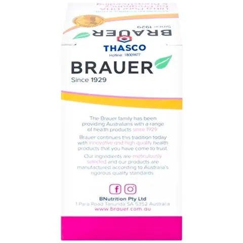 Viên uống hỗ trợ sức khỏe cho phụ nữ mang thai và cho con bú Brauer Ultra Pure DHA 60 viên - Bổ sung Omega-3 và Vitamin D3