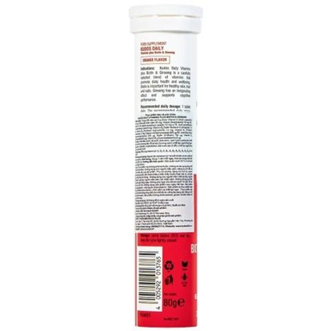 Viên sủi Kudos Daily Vitamins Plus Biotin & Ginseng hương cam - Tăng cường sức khỏe, bổ sung vitamin và năng lượng (20 viên)