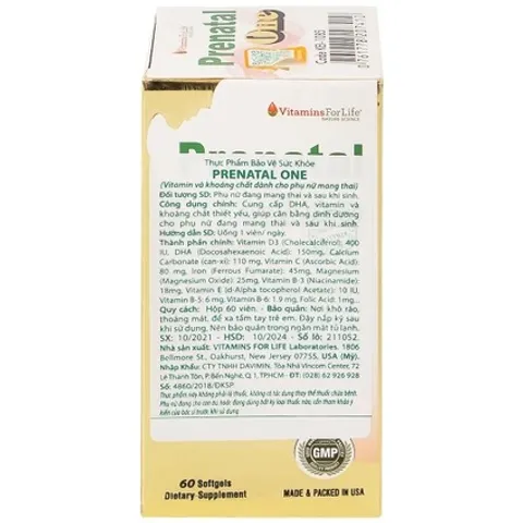 Viên Uống Bổ Sung Vitamin Prenatal One For Life (60 Viên) - Chăm Sóc Sức Khỏe Cho Phụ Nữ Mang Thai Và Sau Sinh